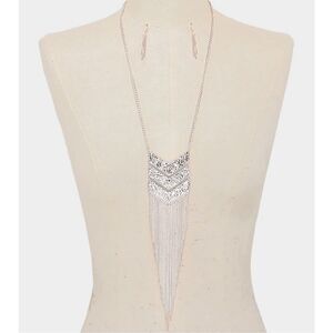 NWT Foxy Collection boho retro fringe necklace & earrings set.